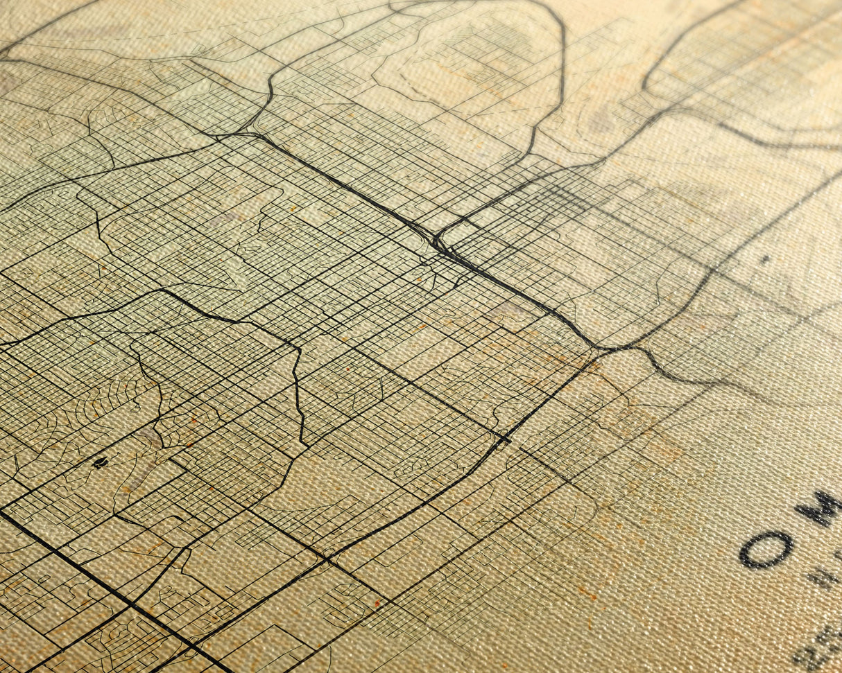 Omaha Nebraska map print poster or framed canvas, Omaha map print poster canvas, Omaha city map print poster canvas, Vintage Travel Art