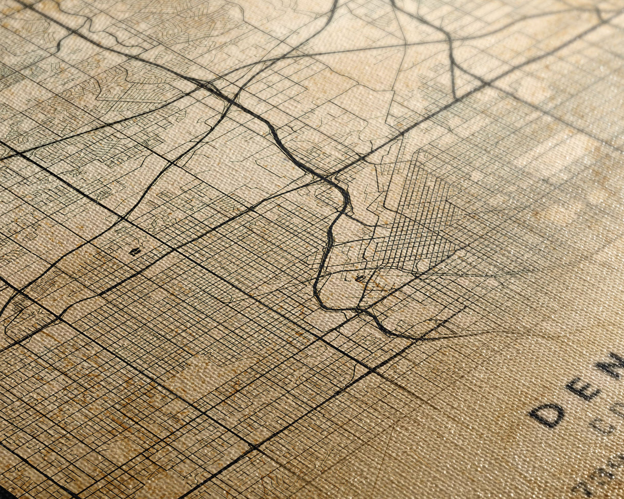Denver map print poster canvas, Colorado map print poster canvas, Denver city map print poster canvas, framed road map art, office decor