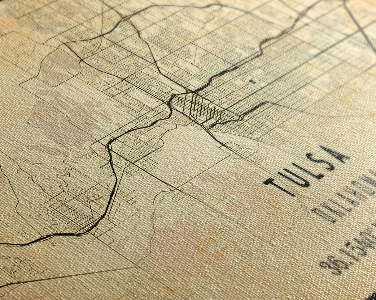 Tulsa Map Art - Oklahoma - Custom Tulsa City Streets Map Print - University of Tulsa - Home Office Decor Tulsa Map Decor Oklahoma Wall Art