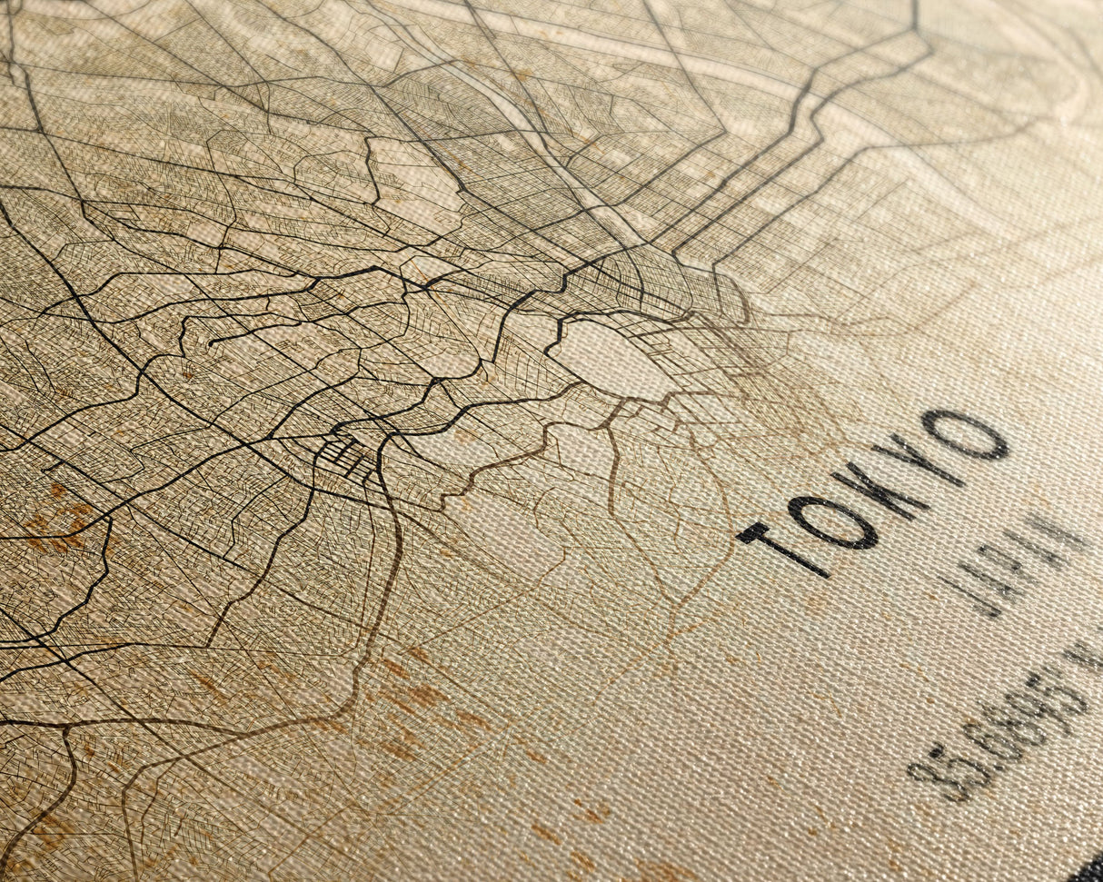 Tokyo Japan map print poster or framed canvas, Tokyo map print poster canvas, Tokyo Japan city map print poster canvas, Vintage Travel Art