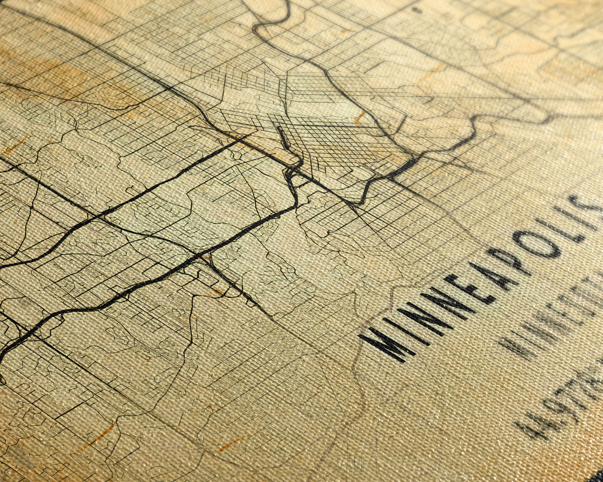 Minneapolis map print poster or framed canvas, Minnesota map print poster canvas, Minneapolis road map print poster canvas
