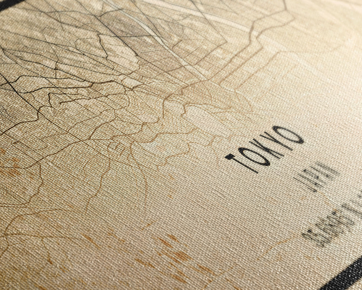 Tokyo Japan Panoramic map print poster or framed canvas, Tokyo map print poster canvas, Japan city map print canvas, Vintage Travel Art