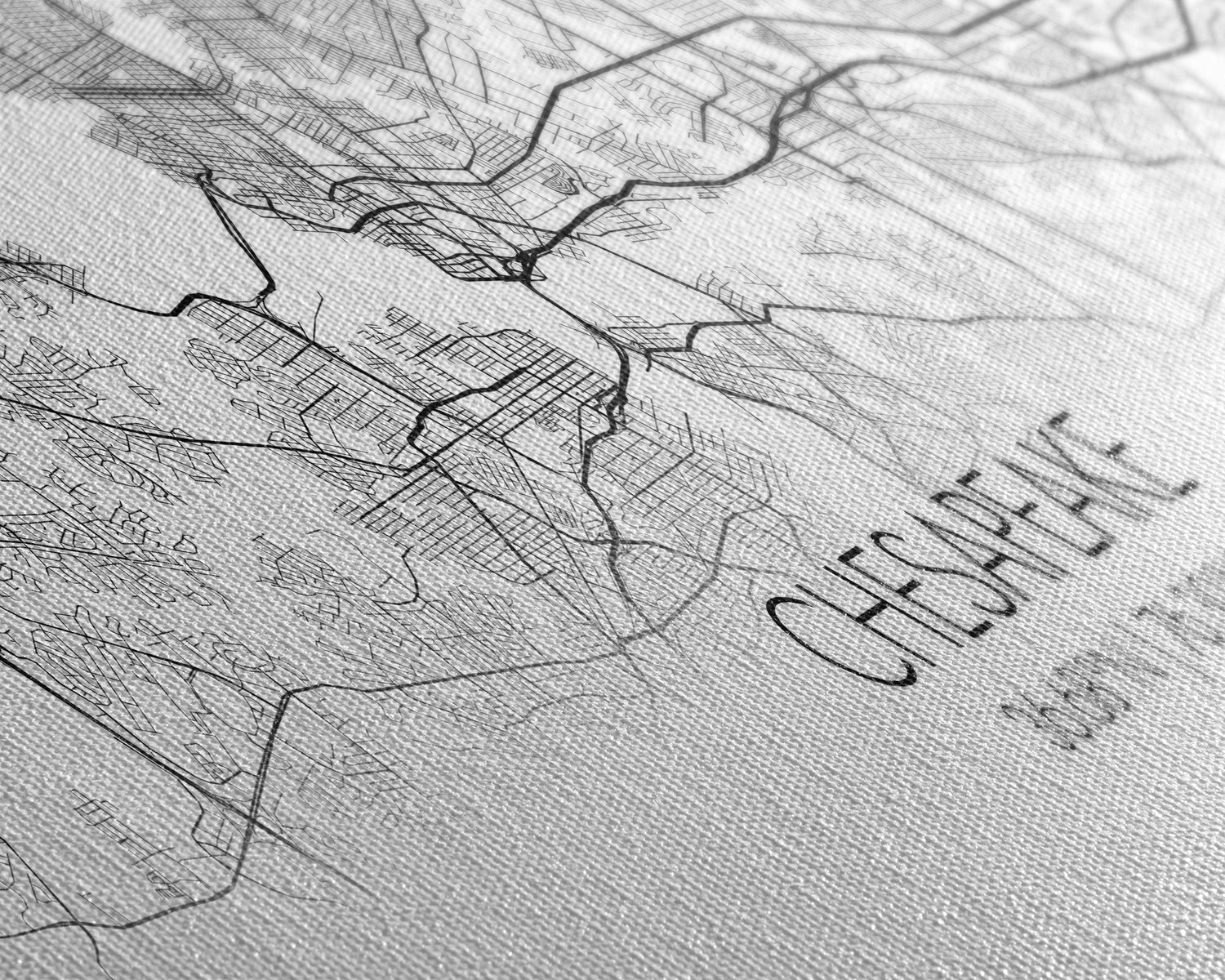 Panoramic Chesapeake City Map, Virginia Art, Map Print, Minimalist Wall Art, Canvas Art, Housewarming Gift, Street Map Art, Closing Gift