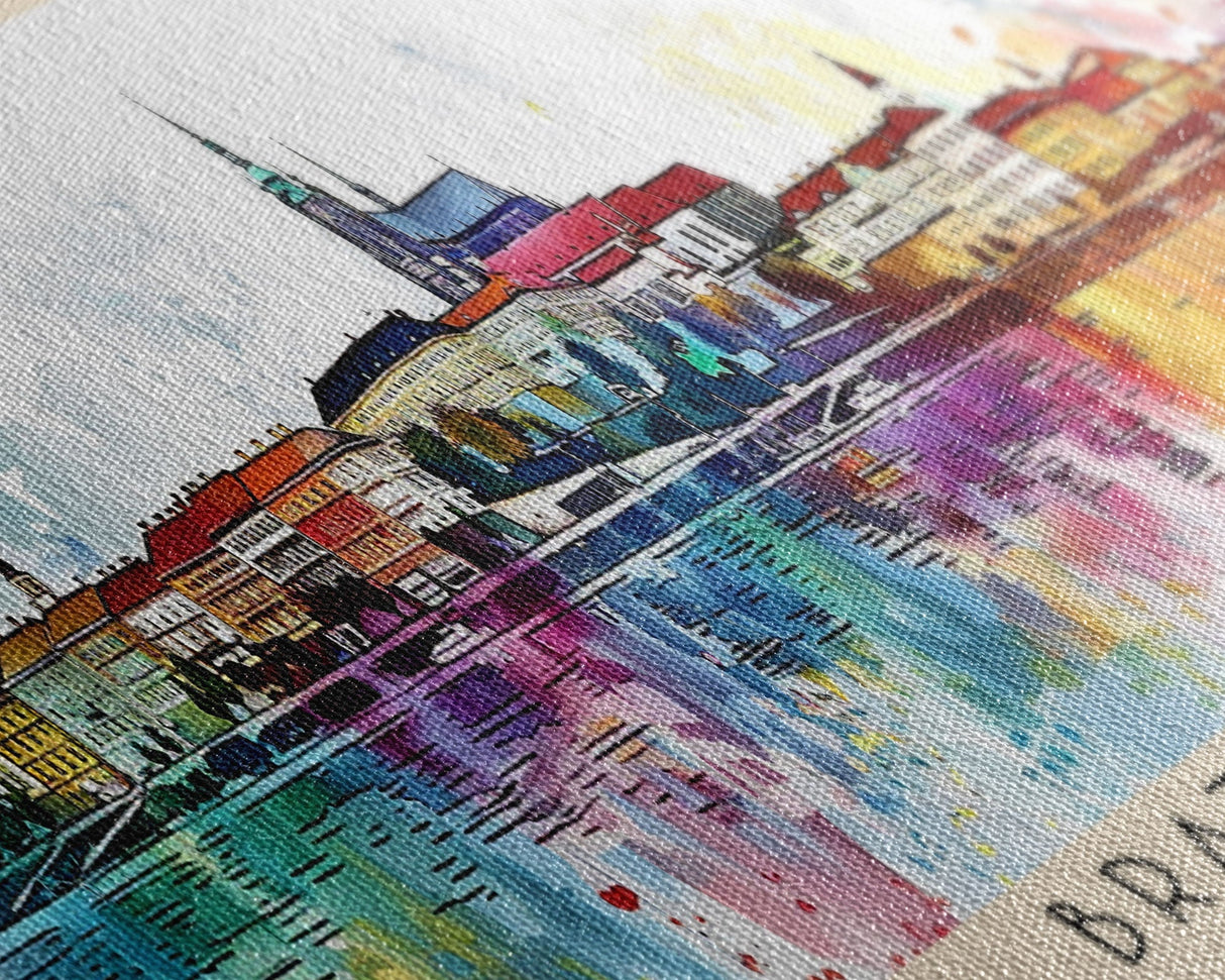 Bratislava Slovakia Wall Art, Panoramic Travel Poster, Panoramic Framed Canvas Print, City Wall Art, Wall Hanging Home Decor, Travel Art