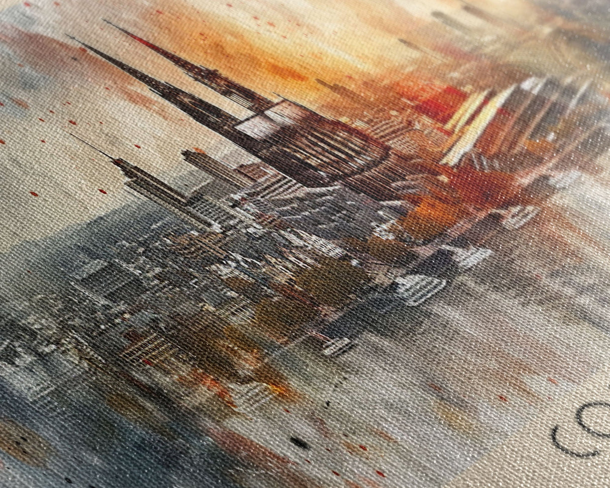 Cologne Germany Panoramic Travel Poster, Framed Canvas Print or Metal Wall Art, Travel Art, Home Decor, Panoramic Painting, Midcentury Art