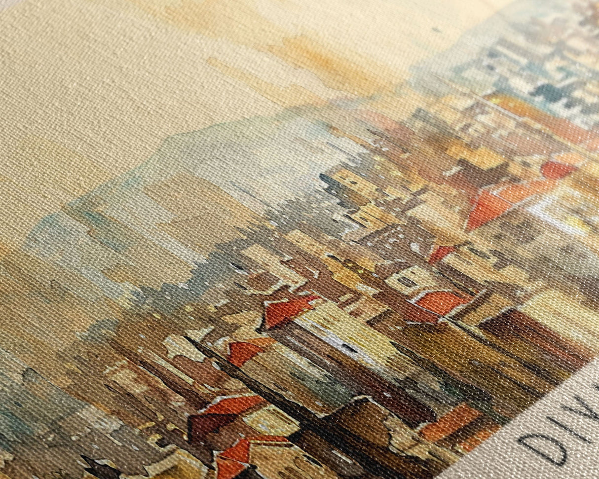 Diyarbakr Turkey Panoramic Travel Poster, Framed Canvas Print or Metal Wall Art, Travel Art, Home Decor, Panoramic Painting, Midcentury Art