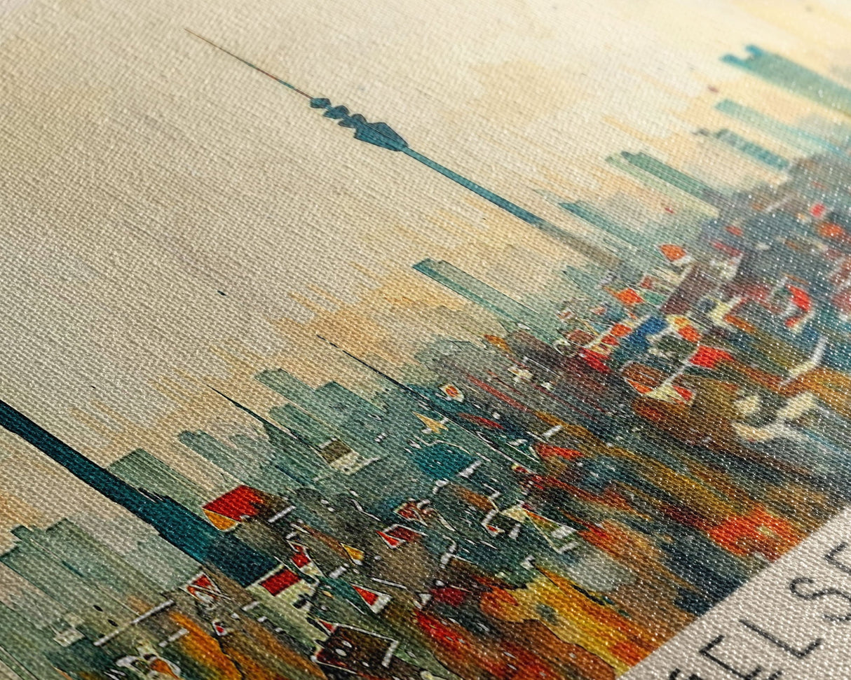 Gelsenkirchen Germany Panoramic Travel Poster, Framed Canvas Print or Metal Wall Art, Travel Art, Home Decor, Panoramic Painting, Midcentury Art