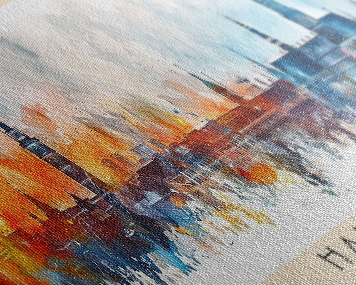 Hanover Germany Panoramic Travel Poster, Framed Canvas Print or Metal Wall Art, Travel Art, Home Decor, Panoramic Painting, Midcentury Art