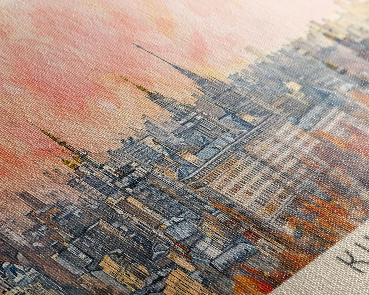 Kharkiv Ukraine Panoramic Travel Poster, Framed Canvas Print or Metal Wall Art, Travel Art, Home Decor, Panoramic Painting, Midcentury Art