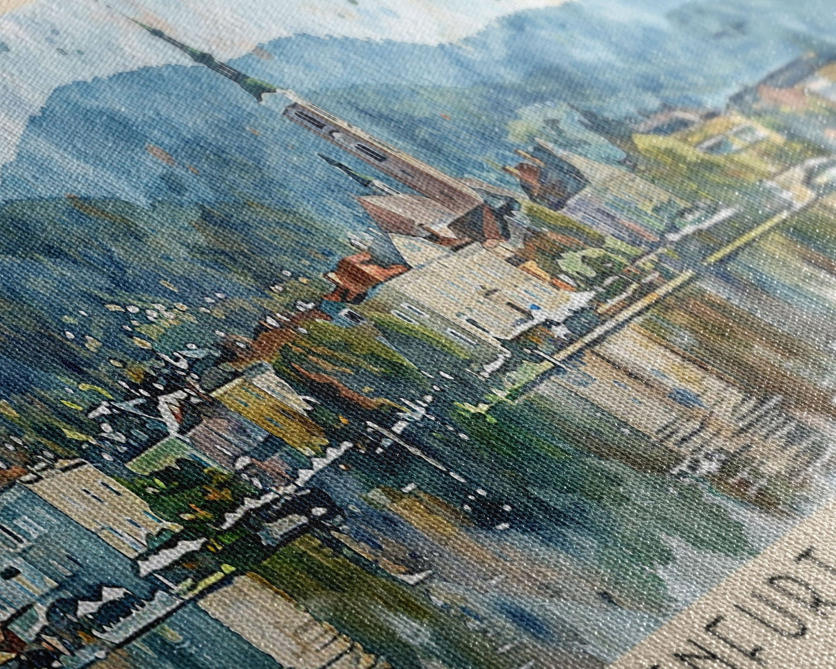 Klagenfurt Austria Panoramic Travel Poster, Framed Canvas Print or Metal Wall Art, Travel Art, Home Decor, Panoramic Painting, Midcentury Art