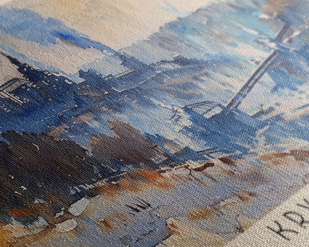 KryvyiRih Ukraine Panoramic Travel Poster, Framed Canvas Print or Metal Wall Art, Travel Art, Home Decor, Panoramic Painting, Midcentury Art