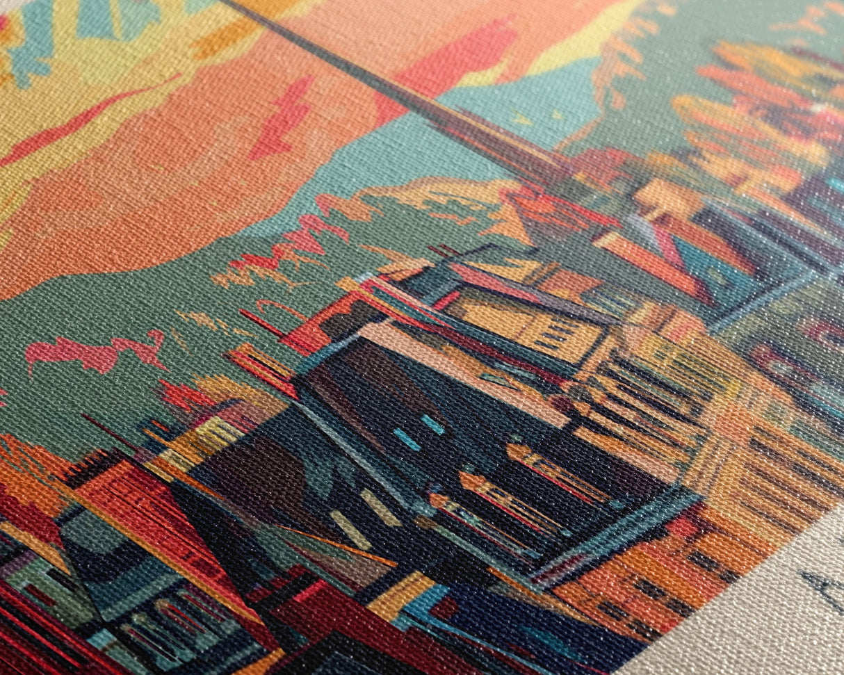 Aachen Germany Panoramic Travel Poster, Framed Canvas Print or Metal Wall Art, Travel Art, Home Decor, Panoramic Painting, Midcentury Art