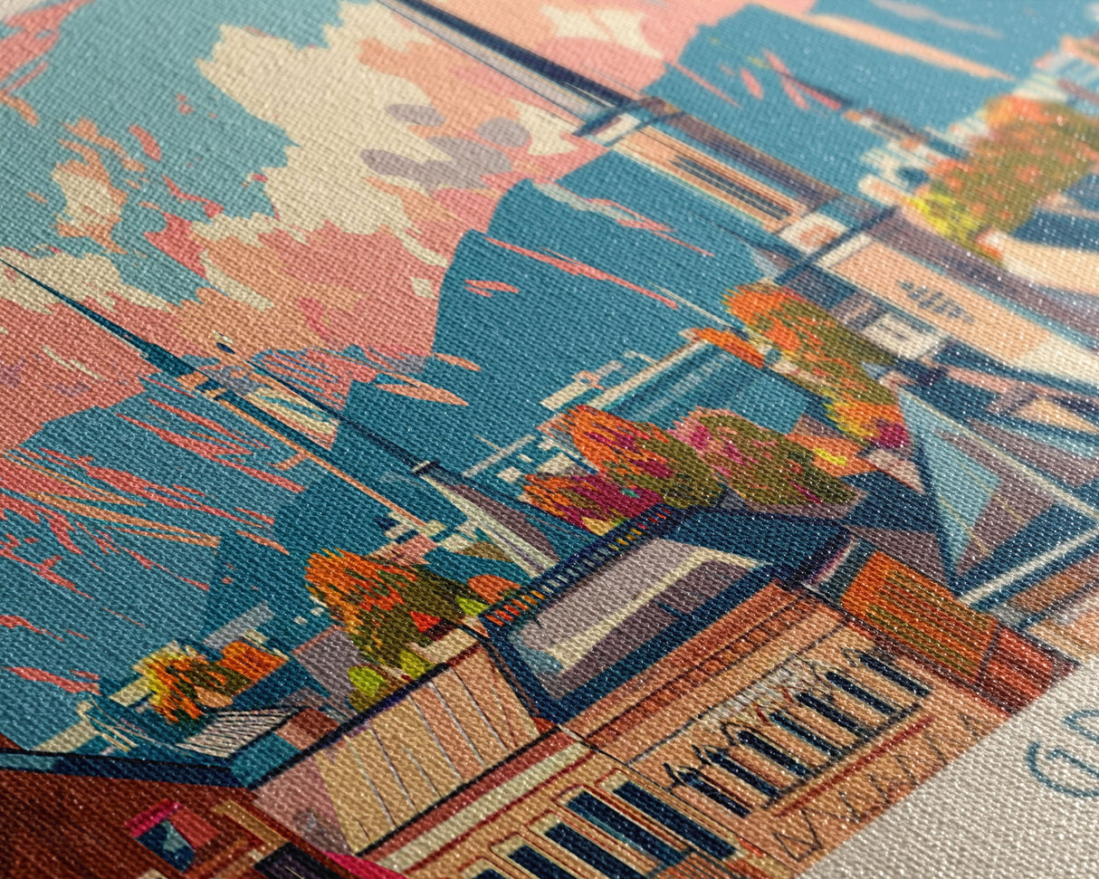 Grozny Russia Panoramic Travel Poster, Framed Canvas Print or Metal Wall Art, Travel Art, Home Decor, Panoramic Painting, Midcentury Art