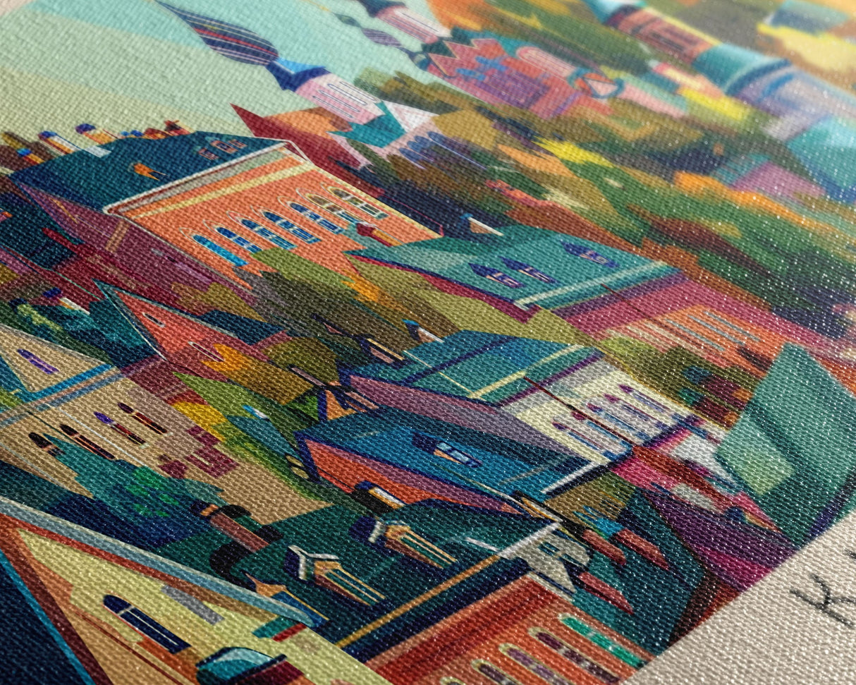 Kaluga Russia Panoramic Travel Poster, Framed Canvas Print or Metal Wall Art, Travel Art, Home Decor, Panoramic Painting, Midcentury Art