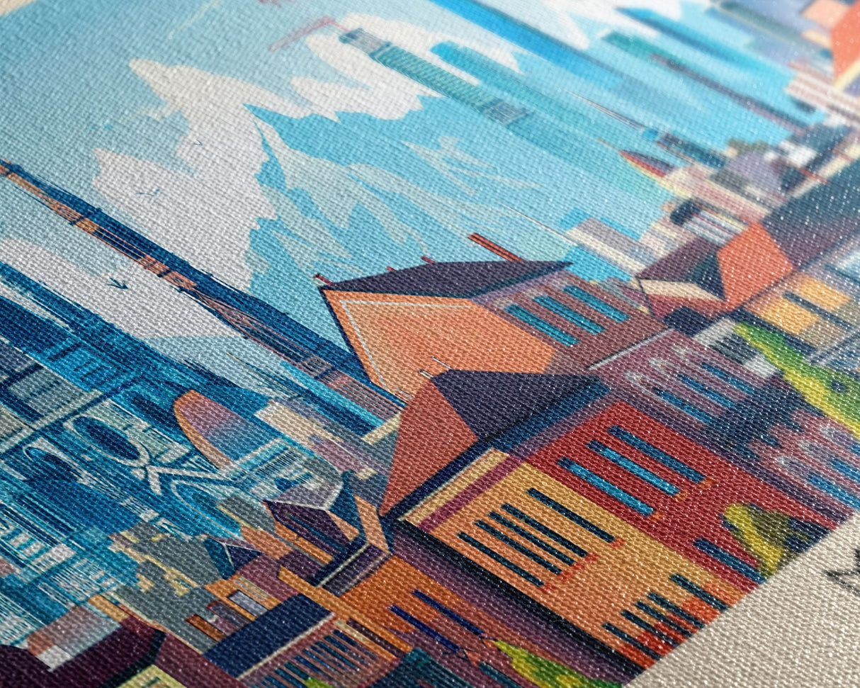 Milan Italy Panoramic Travel Poster, Framed Canvas Print or Metal Wall Art, Travel Art, Home Decor, Panoramic Painting, Midcentury Art