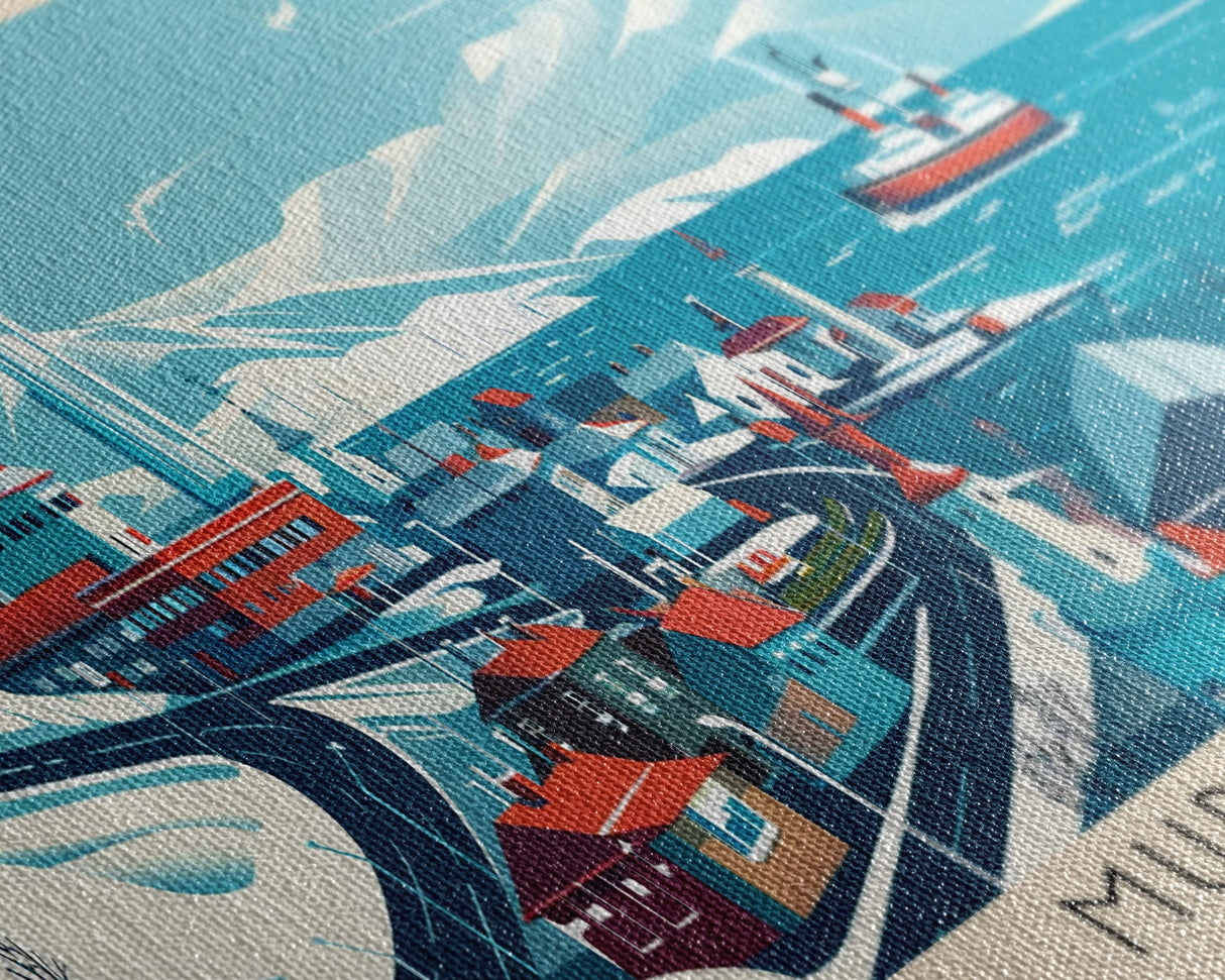 Murmansk Russia Panoramic Travel Poster, Framed Canvas Print or Metal Wall Art, Travel Art, Home Decor, Panoramic Painting, Midcentury Art