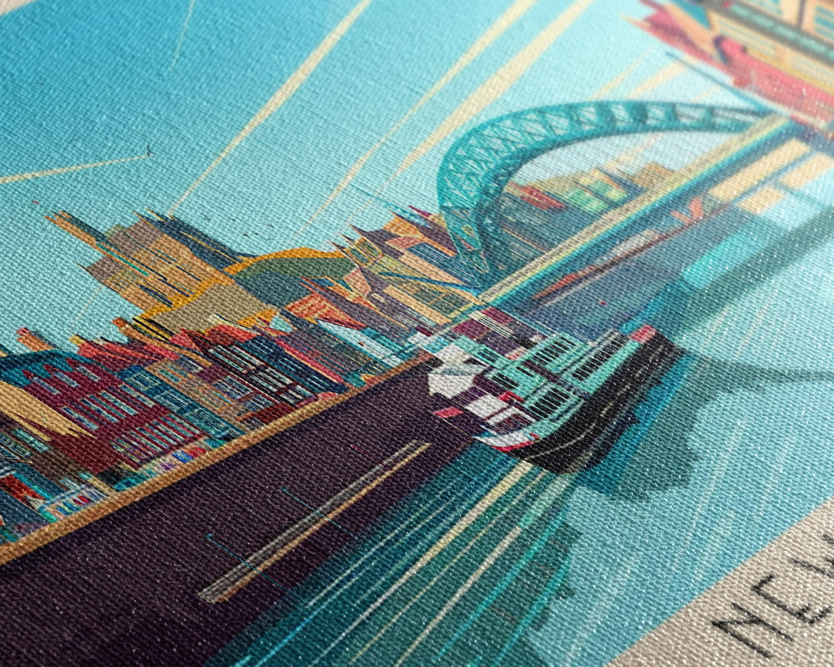 Newcastle United Kingdom Wall Art, Panoramic Travel Poster, Panoramic Framed Canvas Print, City Wall Art, Wall Hanging Home Decor, Travel Art