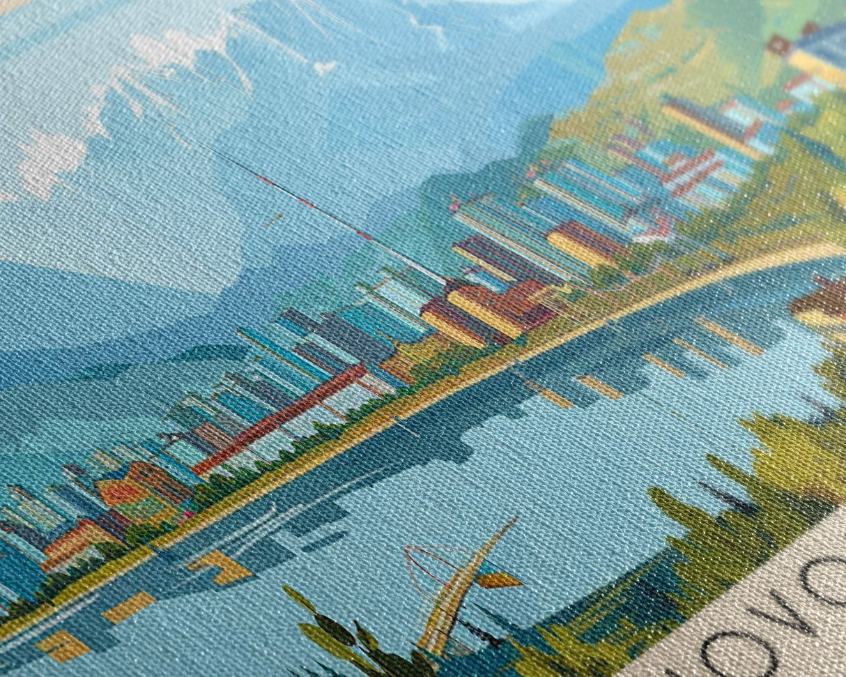 Novokuznetsk Russia Panoramic Travel Poster, Framed Canvas Print or Metal Wall Art, Travel Art, Home Decor, Panoramic Painting, Midcentury Art