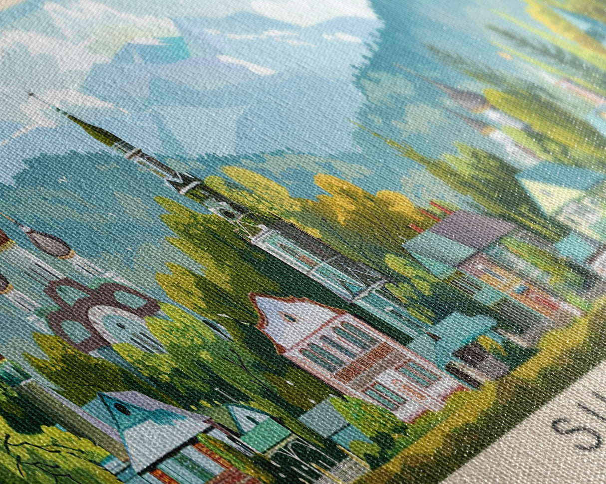 Shakhty Russia Panoramic Travel Poster, Framed Canvas Print or Metal Wall Art, Travel Art, Home Decor, Panoramic Painting, Midcentury Art