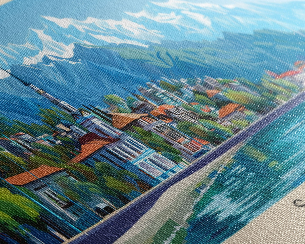 Sochi Russia Panoramic Travel Poster, Framed Canvas Print or Metal Wall Art, Travel Art, Home Decor, Panoramic Painting, Midcentury Art