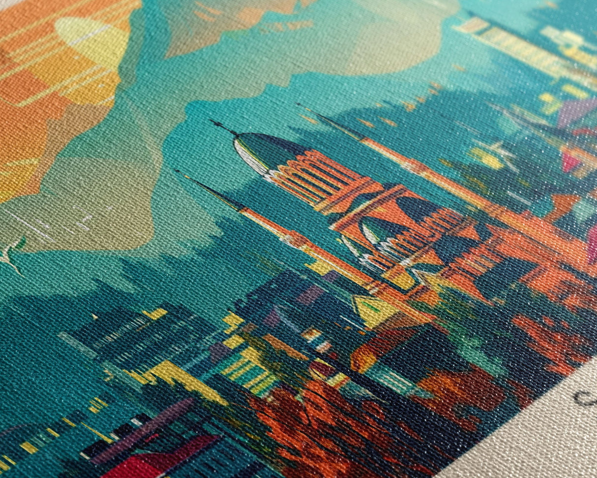 Sofia Bulgaria Wall Art, Panoramic Travel Poster, Panoramic Framed Canvas Print, City Wall Art, Wall Hanging Home Decor, Travel Art