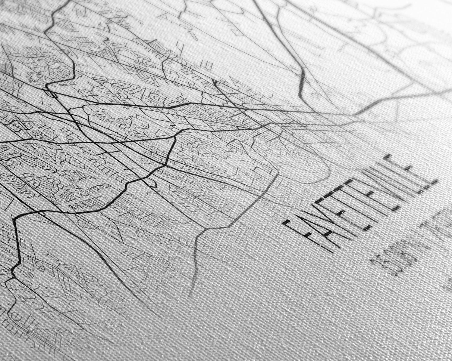 Panoramic Fayetteville City Map, North Carolina Art, Map Print, Minimalist Wall Art, Canvas Art, Housewarming Gift, Street Map, Closing Gift