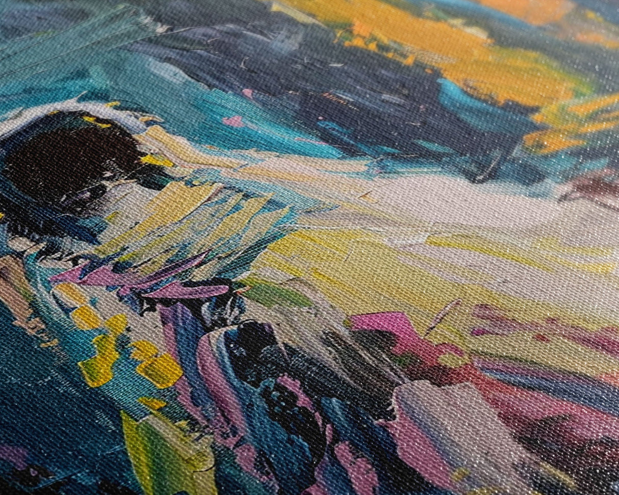 Halloween Haunted Veiled Ghost, Framed Canvas Print, Wall Art, Living Room Decor, Spooky, Ghost Art, Original Painting, Home Decor