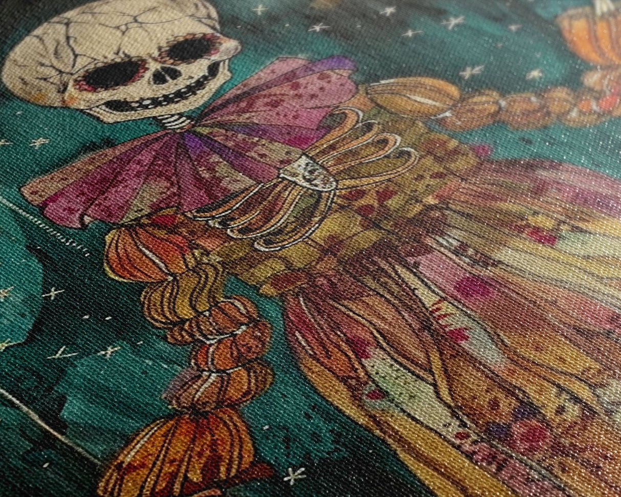 Halloween Ghost in Haunted Forest, Framed Canvas Print, Wall Art, Spooky Decor, Halloween Decoration, Living Room Art, Unique Gift