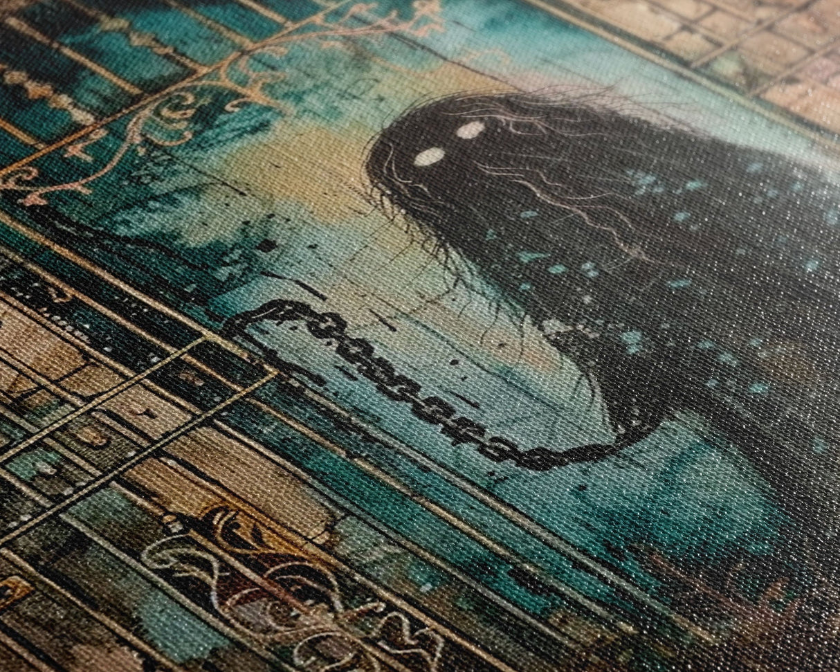 Halloween Creepy Doll, Framed Canvas Print, Wall Art, Spooky Decor, Halloween Decoration, Living Room Art, Unique Gift