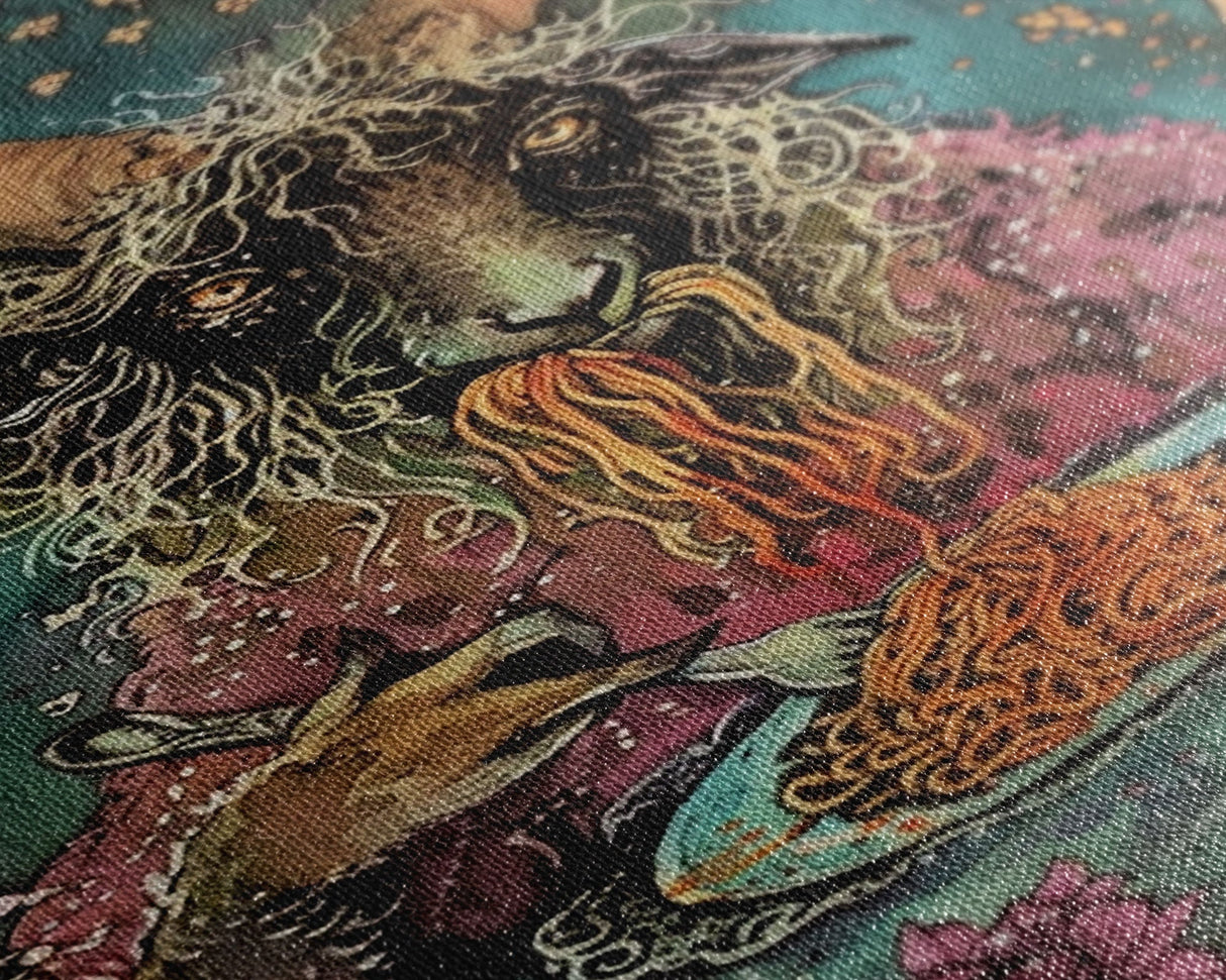 Halloween Sinister Alchemist Framed Canvas Print, Wall Art, Living Room Decor, Halloween Decoration, Spooky Art, Haunted House Art