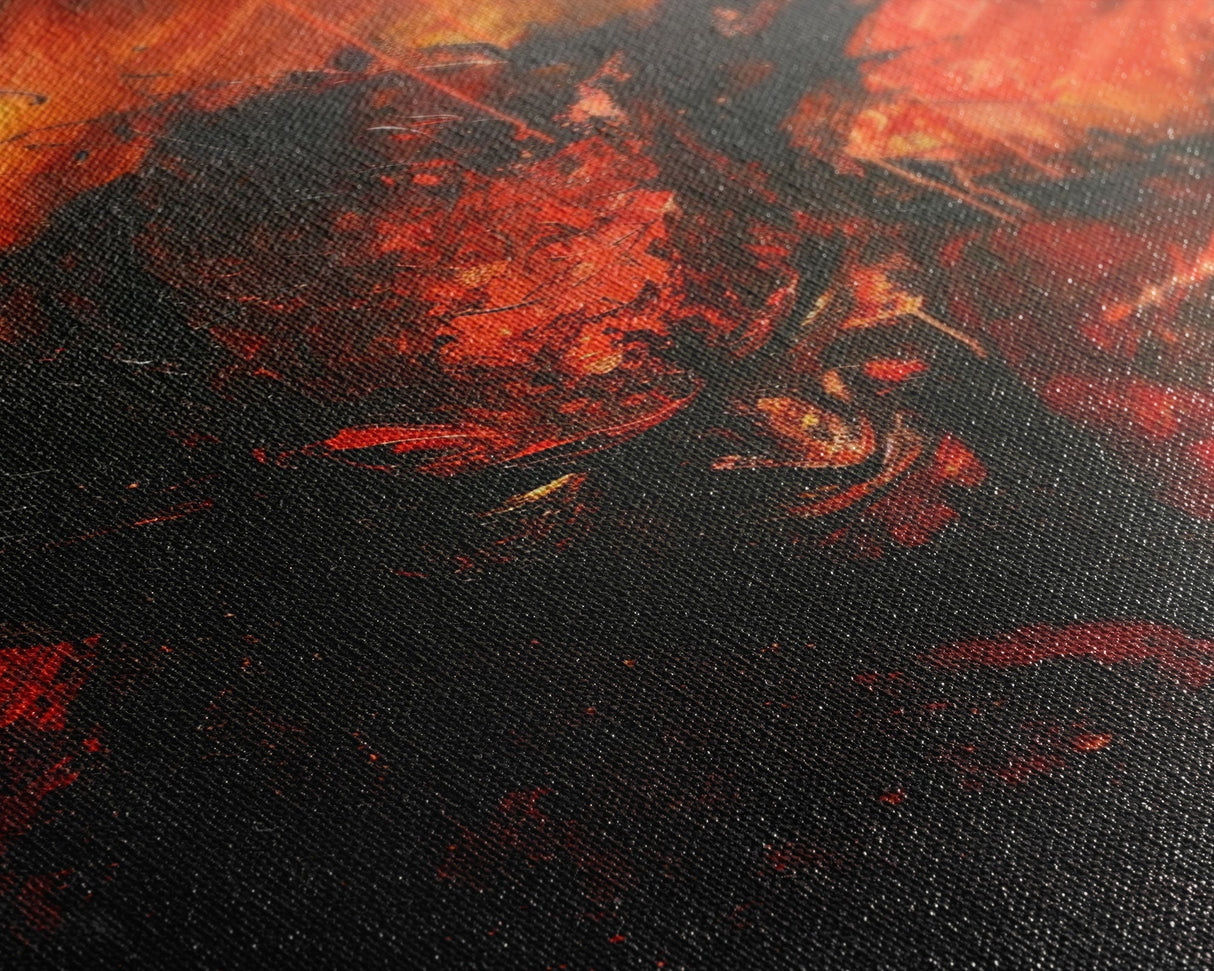 Halloween Eerie Goat with Spaghetti Framed Canvas Print, Wall Art, Living Room Decor, Halloween Decoration, Unique Art, Haunted Decor