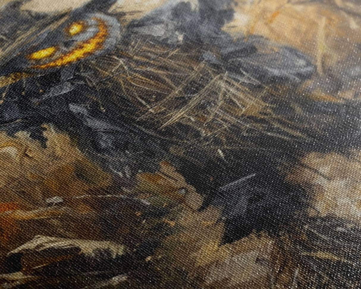 Sinister Scarecrow in Cornfield Framed Canvas Print | Halloween Horror Art | Spooky Farm Art | Creepy Scarecrow Art for Home Decoration