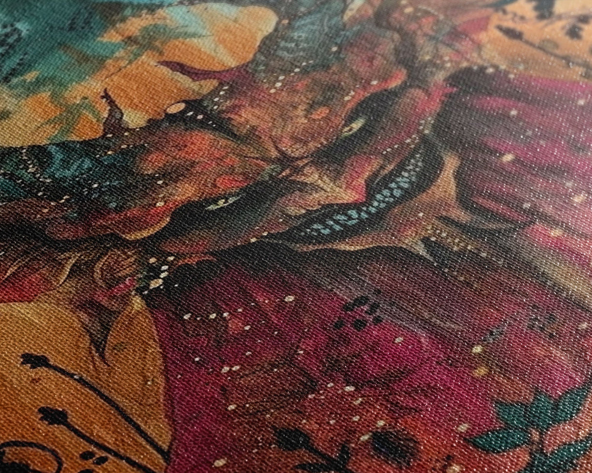 Dark Demon with Menacing Smile Framed Canvas Print, Halloween Art, Creepy Wall Art, Spooky Home Decor, Scary Art, Creepy Living Room Decor