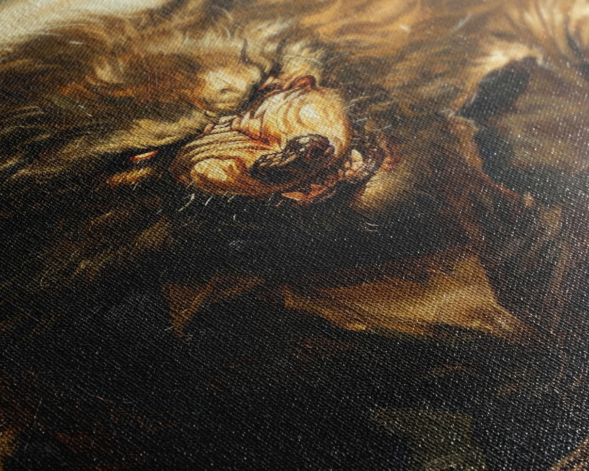 Ferocious Werewolf Under Full Moon Framed Canvas Print | Halloween Monster Art | Spooky Werewolf Decor for Home | Intense Werewolf Artwork