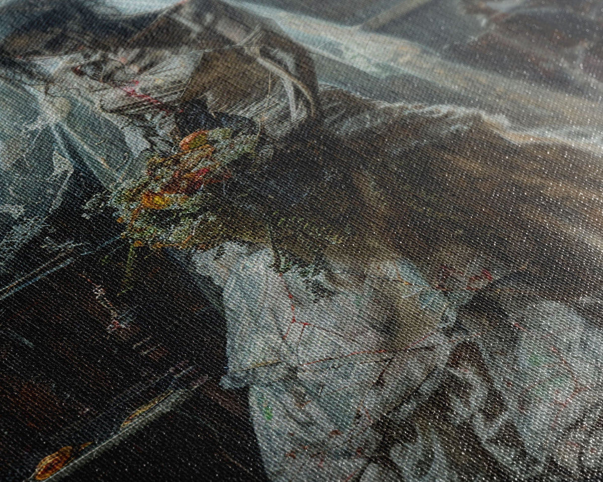 Ghostly Bride in Abandoned Church Framed Canvas Print | Halloween Bride Art | Eerie Bride Decor for Home | Haunted Wedding Artwork