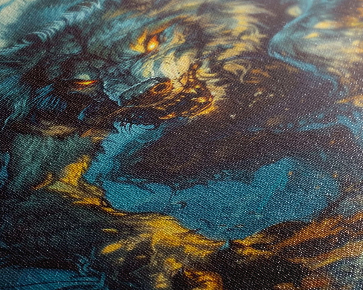 Ferocious Werewolf in the Forest - Halloween Wall Decor - Scary Art Print - Werewolf Painting for Halloween - Spooky Home Decor