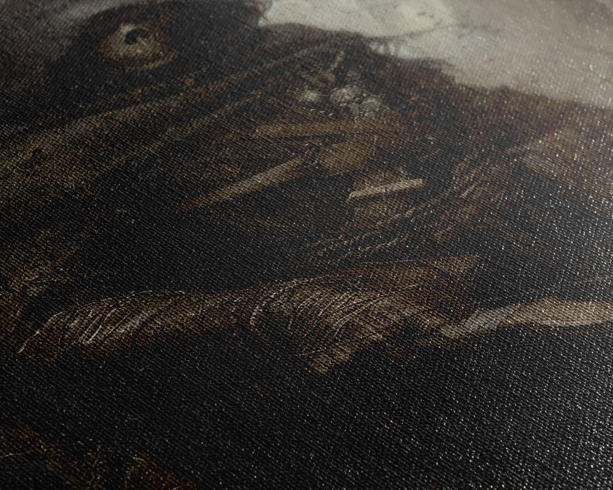 Grim Reaper Archer in Dark Enchanted Forest - Eerie Gothic Wall Art Framed Canvas Print, Unique Spooky Halloween Haunted Homes