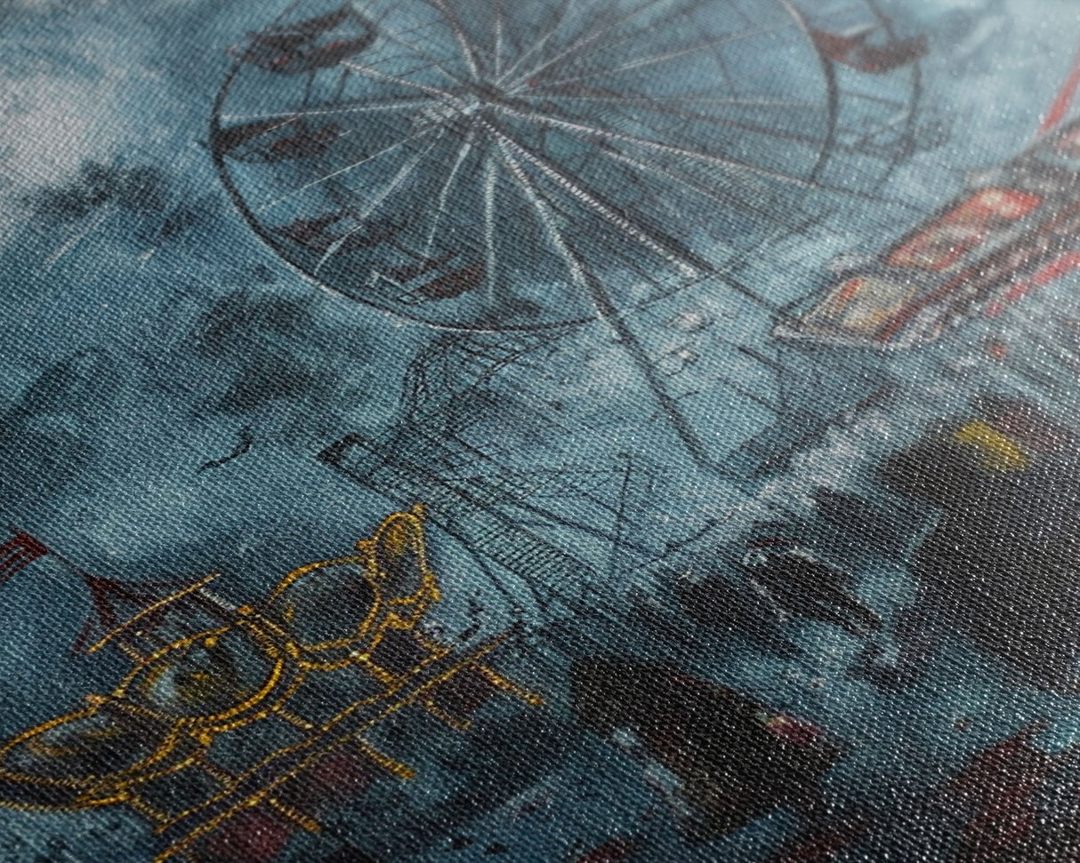 Eerie Carnival, Halloween Art, Spooky Wall Decor, Framed Canvas Print, Creepy Art, Halloween Wall Decor, Seasonal Wall Art, Scary Artwork