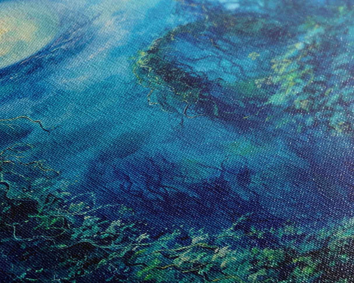 Moonlit Forest Path, Halloween Art, Spooky Wall Decor, Framed Canvas Print, Creepy Art, Halloween Wall Decor, Seasonal Wall Art