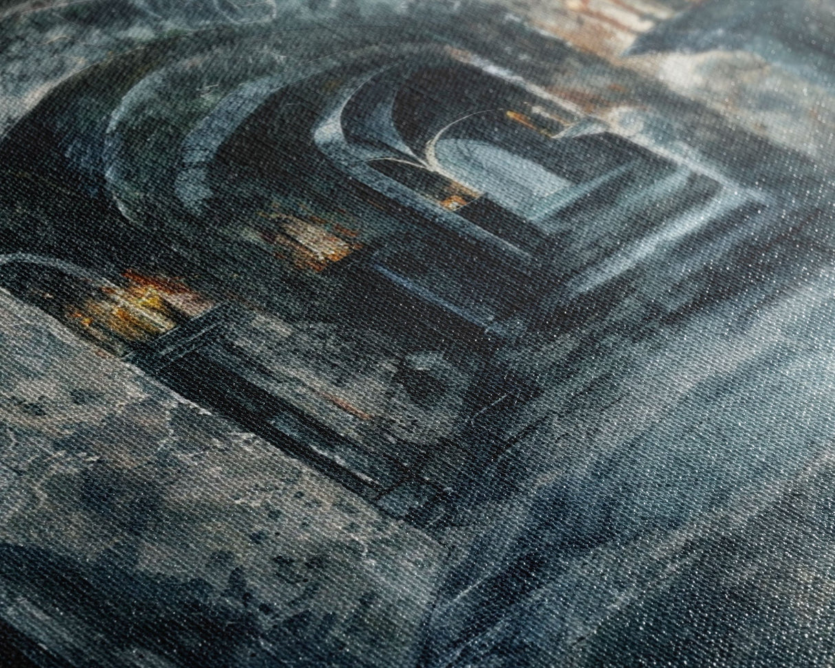 Dark Gothic Hallway Halloween Art, Spooky Hallway, Haunted Passage, Creepy Architecture, Gothic Decor, Framed Canvas Print