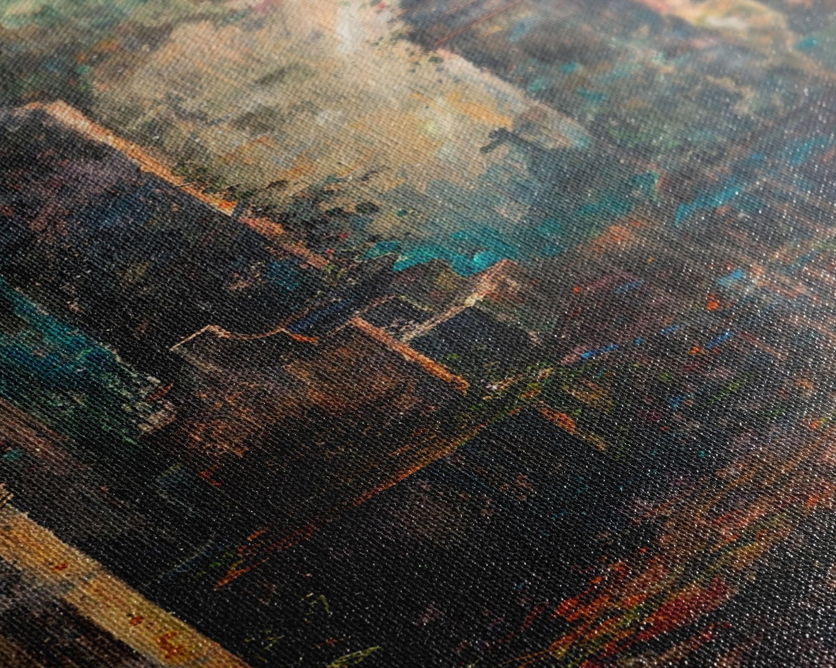 Gloomy Cemetery Halloween Art, Spooky Graveyard, Haunted Cemetery, Creepy Gravestones, Dark Artwork, Framed Canvas Print