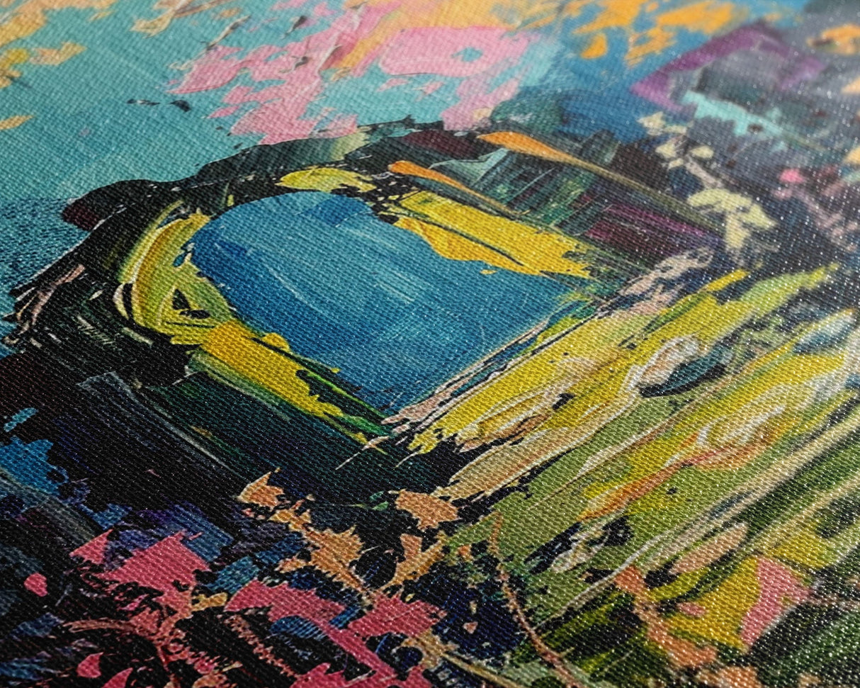 Enchanted Path Framed Canvas Print, Halloween Art, Spooky Garden, Haunted Walkway, Fall Decor Gothic Decor, Ghostly Archway, Eerie Landscape