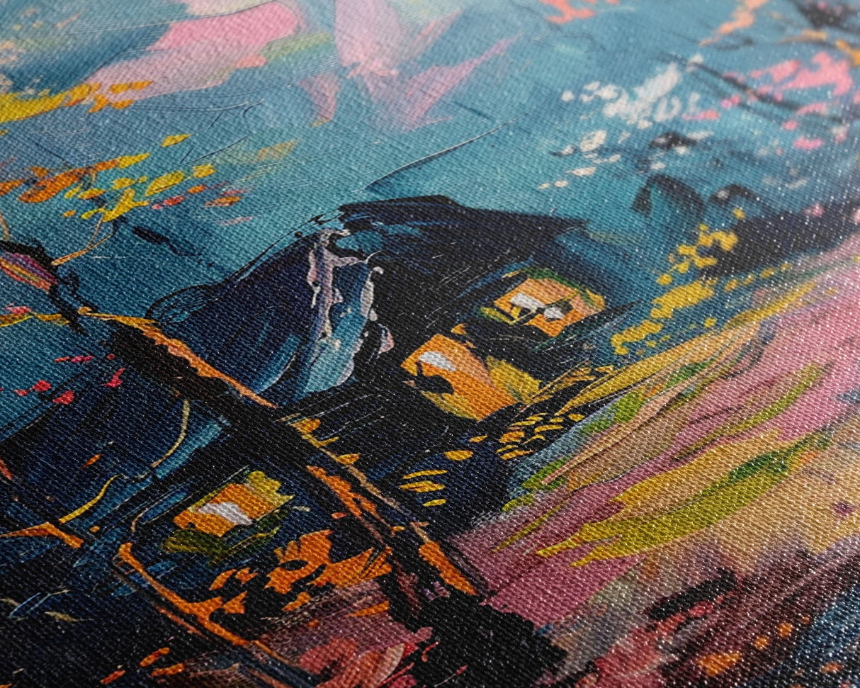 Eerie Moonlit Cemetery Framed Canvas Print, Halloween, Haunted Graveyard Wall Art, Gothic Horror Decor, Spooky Artwork, Framed Canvas Print