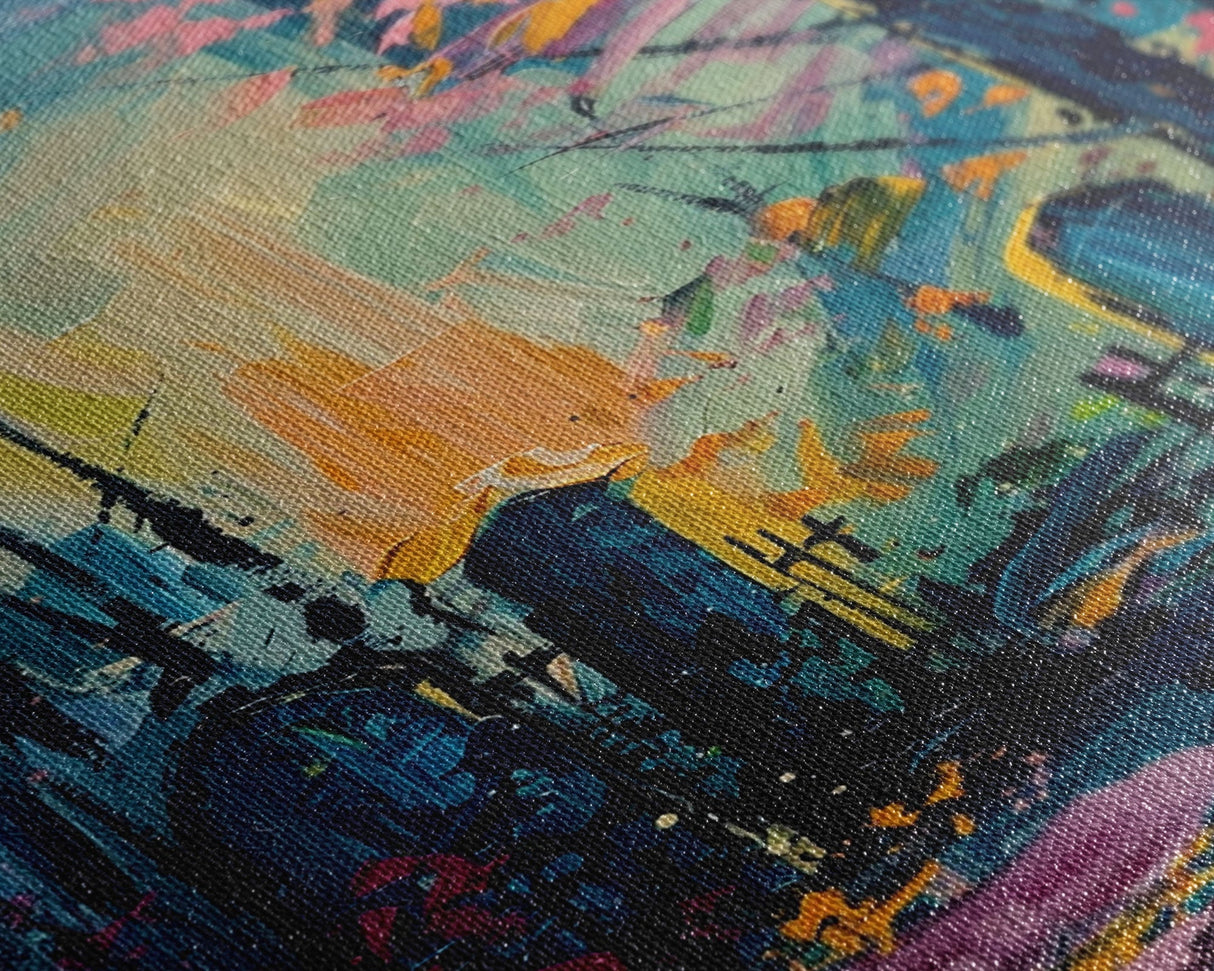 Haunted Forest Graveyard Framed Canvas Print, Spooky Cemetery Art, Halloween, Eerie Graveyard Decor, Gothic Artwork, Framed Canvas Print