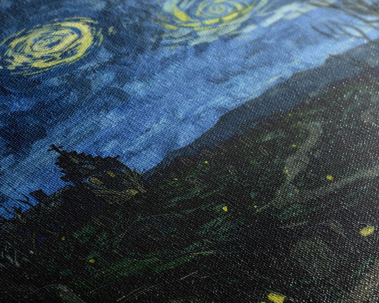 Gothic Graveyard Framed Canvas Print, Halloween Wall Art, Haunted Cemetery Art, Spooky Night Decor, Halloween Home Decor, Horror Art