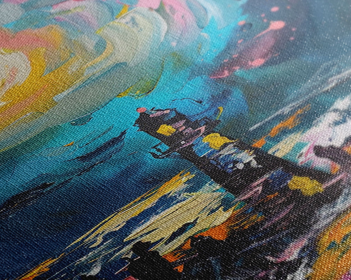 Moonlit Lighthouse Framed Canvas Print, Halloween Wall Art, Haunted Lighthouse Art, Spooky Night Decor Ocean Horror Art Halloween Home Decor