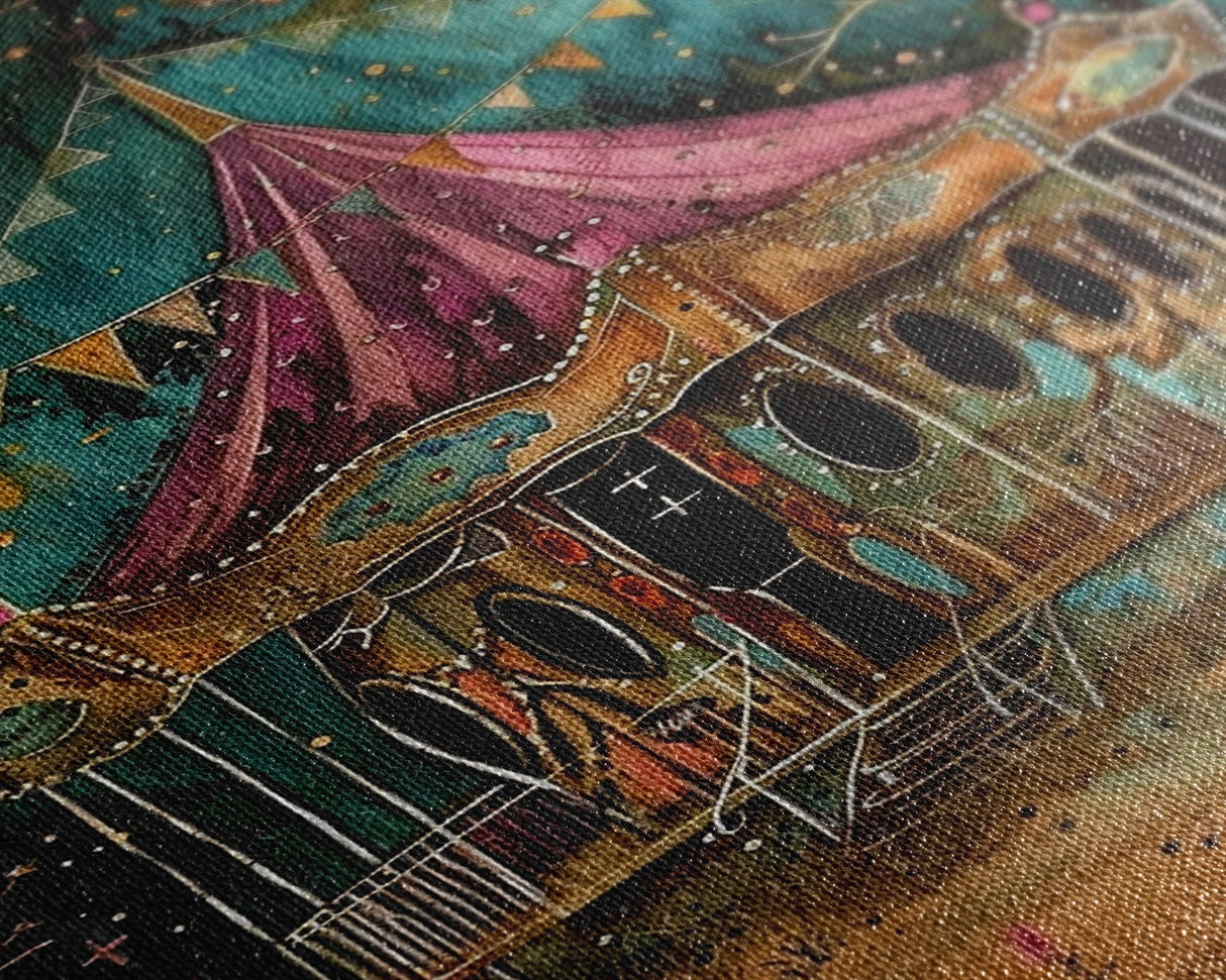 Nighttime Haunted Forest Path Framed Canvas Print, Halloween Wall Art, Spooky Home Decor, Eerie Artwork, Ghostly Path Decoration