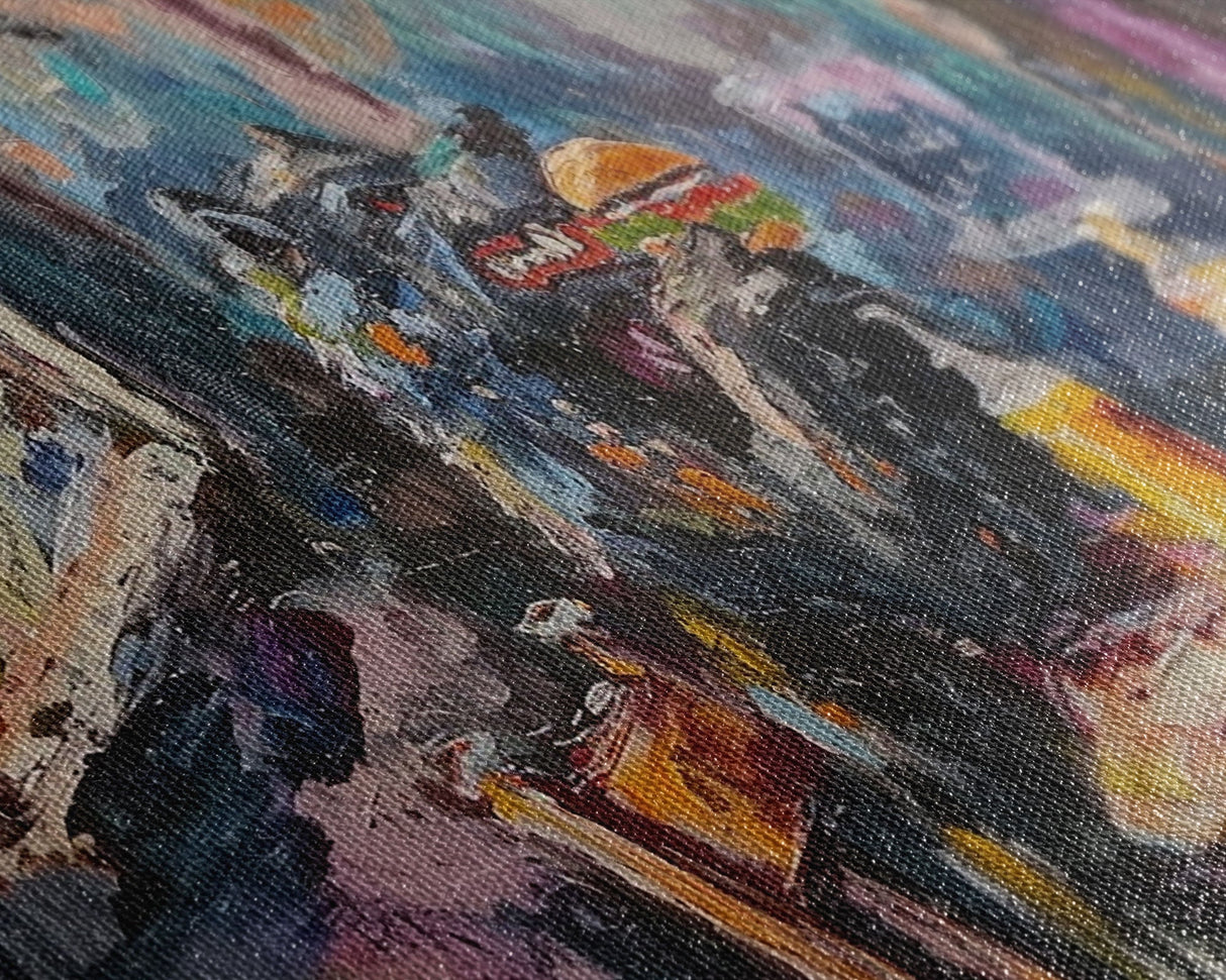 Funny Werewolf Having a Cheeseburger in a diner, framed canvas print, halloween decor