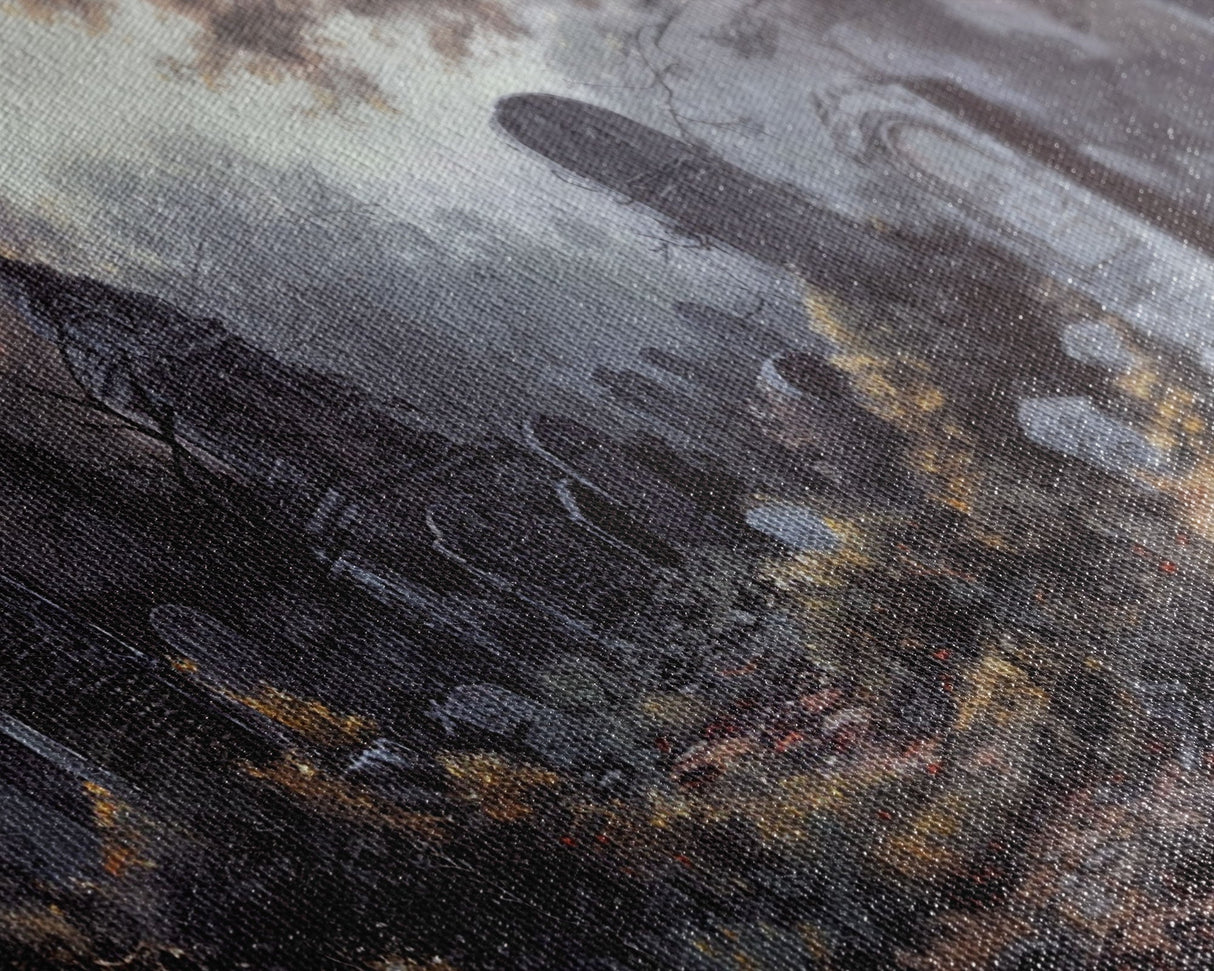 Haunted Cemetery Halloween Prop Framed Canvas Print | Spooky Season | Spooky Wall Art | Halloween Decor | Creepy Art Prints