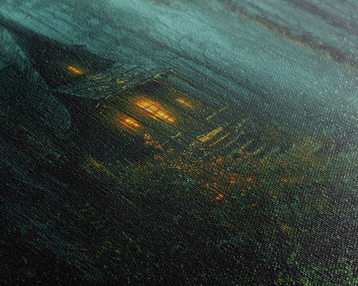 Haunted Cabin In The Woods, Framed Canvas Print, Spooky Wall Art, Spooky Season, Halloween Products, Halloween Unique Gift